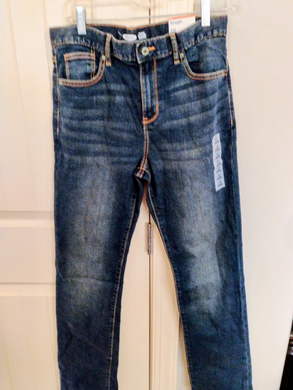 Old Navy Boys Straight Jeans Size 18 Adjustable Waist Dark Wash NWT